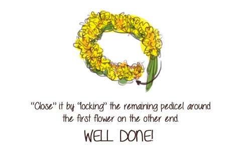 magdorf:A how to make flower crowns with dandelions. Not sure if it will work on other flowers, but 