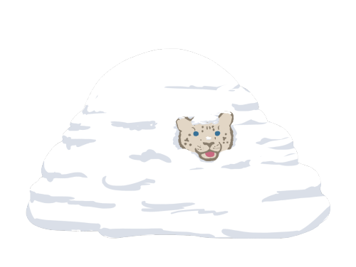 heart-whole-art:[image ID: a digital drawing of a large pile of snow, with the face of a snow leopar