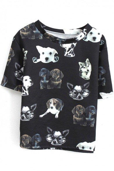 randompic:  buy it here1/ Cat and Bunny Print Round Neck Short Sleeve Crop Tee2/ Cute Robot Dog Print Short Sleeve Round Neck Tee3/ Lovely Dog with Glasses Print Short Sleeve Tee4/ Cartoon Cat Print Short Sleeve Tee with Plaid Hem