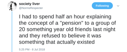 shieldfoss: cromulentenough: i thought pensions were a government thing? like, what happens if your 