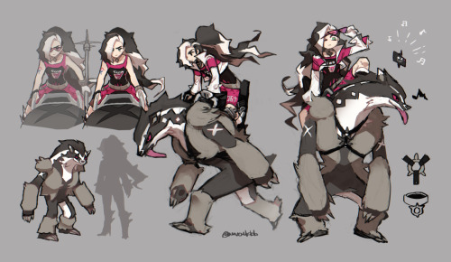 wvoukbb:Some rough sketches of Piers riding his Obstagoon