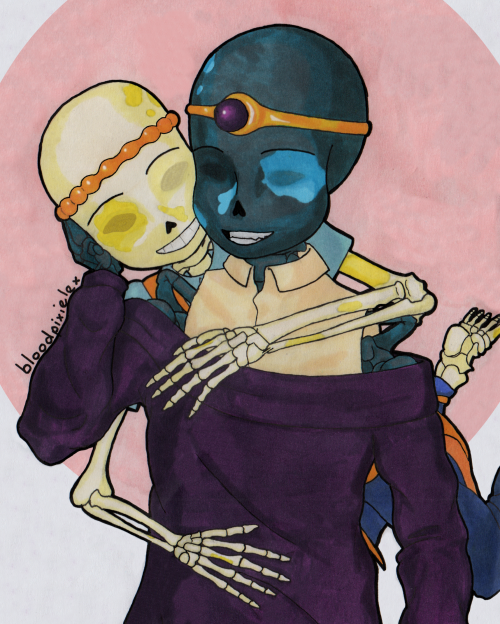 bloodpixielexie:@skelemonth Day 10: Cuddles a little late uploading this cus i thought crying was th