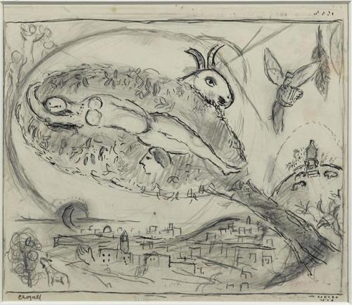 artist-chagall: Song of Songs II, 1957, Marc ChagallMedium: indianink,pencil,paper