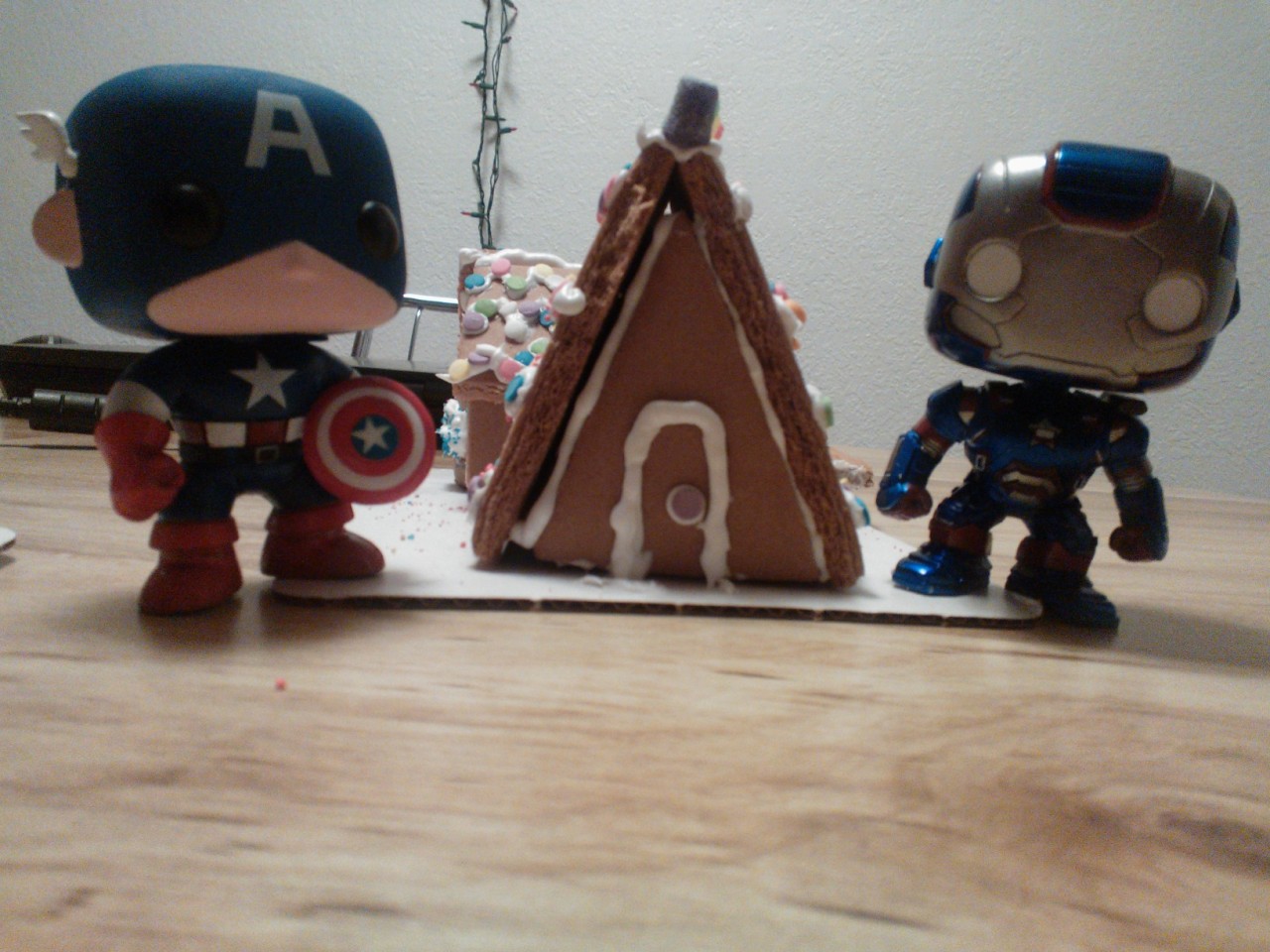 Merry Christmas from Captain America, Iron Patriot, and my new stuffed moose I decided