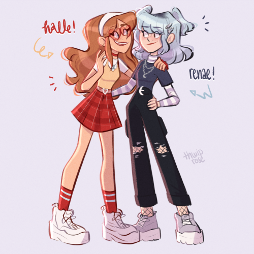 some more ocs; meet halle and renae! info about them under the cuthalle and renae have been best fri