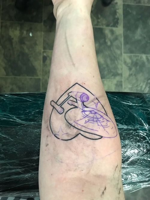 Finally got my Star Trek tattoo! My own design recreated by my talented tattoo artist!