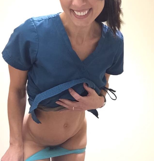 thunkitdifferent:  Being a bad girl at work day.   Mmmmm…..