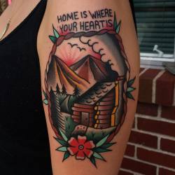 kingfantastic:  The old cabin scenery trick for Bailey. Thank you!  (at Heart And Soul Tattoo) 