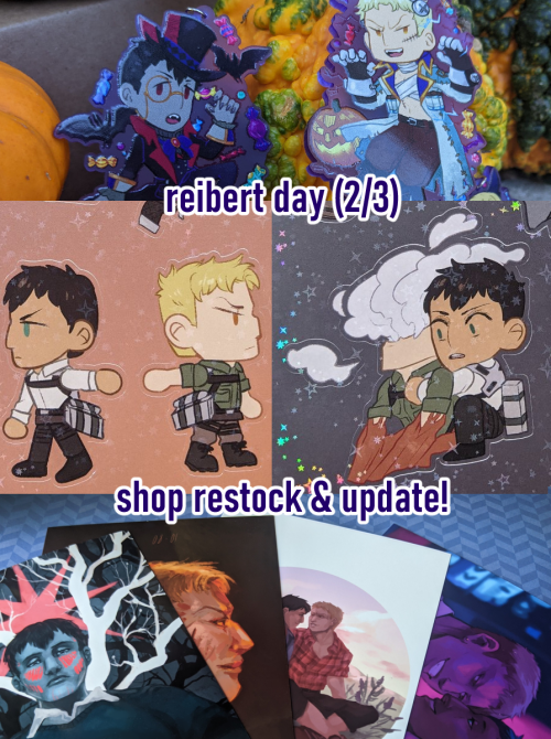 Happy Reibert day! My Reiner and Bertolt keychains and stickers are back in stock, plus I&rsquo;ve 