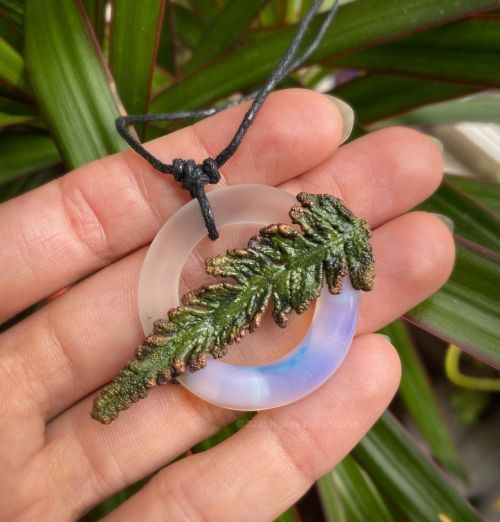 Here’s a necklace I made for my hoop pendant series crafted in half moonstone and half frosted glass