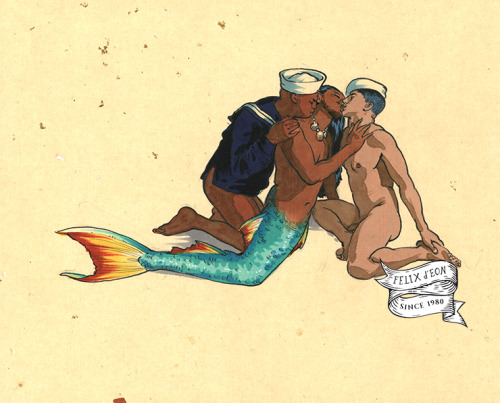 Maritime Trio. A merman and his admirers, in this fantasy if queer desire. The models were @iammylif