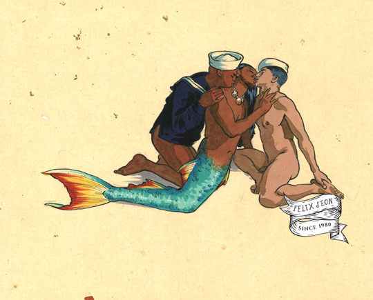 Maritime Trio. A merman and his admirers, in this fantasy if queer desire. The models were @iammylife_chaz and @wey_enchilado ....