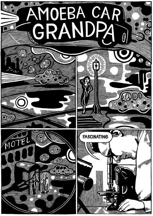 fantagraphics: mkupperman: Amoeba car grandpa. Michael Kupperman explores the microscopic world.