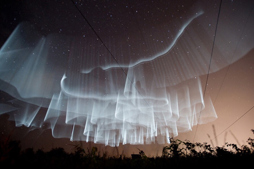 culturenlifestyle:  Rare White Curtain Auroras Seen Over FinlandBehold stargazers, this is not an art installation. These are actually stunning white Northern Lights in Finland. The stunning  Aurora Borealis resemble a white curtain, which seems to be