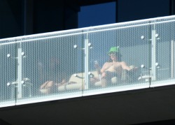 Saw these 2 girls way up at the Cosmo. Why is it the dude has clear glass and the