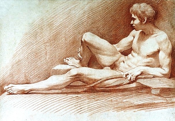 Louis Claude Vassé (French, 1717–1772), Academic Study of a Male Nude, 18th century