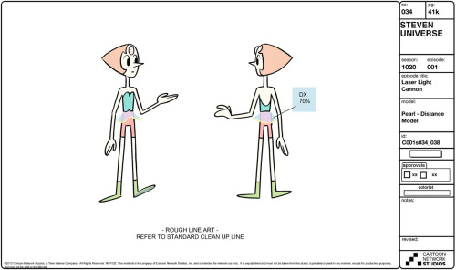 stevencrewniverse:  What is a “Distance Model”? When a character is seen in the distance, too much line complexity will create an over-complicated image. We drop detail to simulate the effect of seeing a character far away. If you’ve managed to