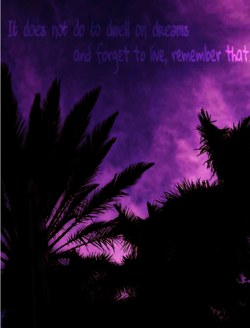 It Does Not Do To Dwell On Dreams And Forget To Live, Remember That.