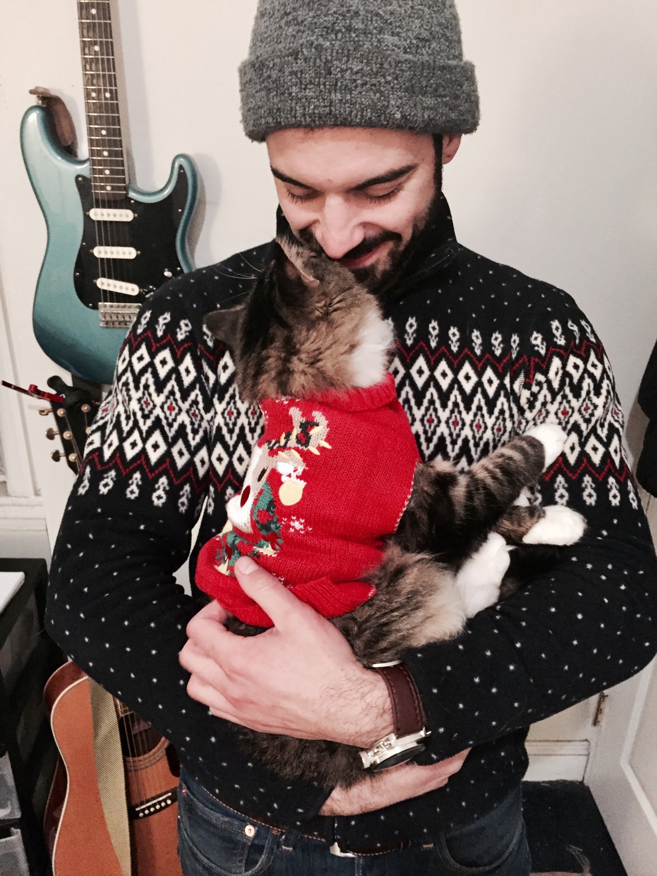 christmas card ready in their holiday best. jason and buster.
- leslie d.