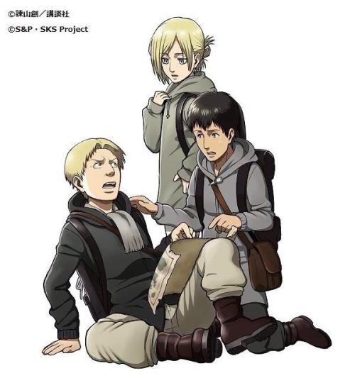 leviskinnyjeans:Wings of Counterattack—Bertolt Hoover, Annie Leonhardt, Reiner Braun (Childhood Cl