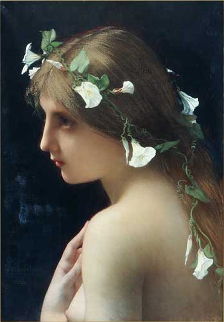 Jules Joseph Lefebvre, Nymph With Morning Glory Flowers, date unknown, probably late 19th century