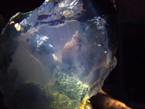 brazilminerals:  Alien Opal (Picture taken under natural sunlight ) - from Rio Grande do Sul - Brazi