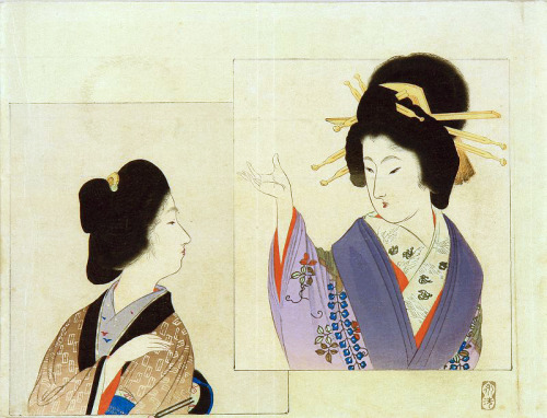 Three paintings by Tomioka Eisen, 1900s