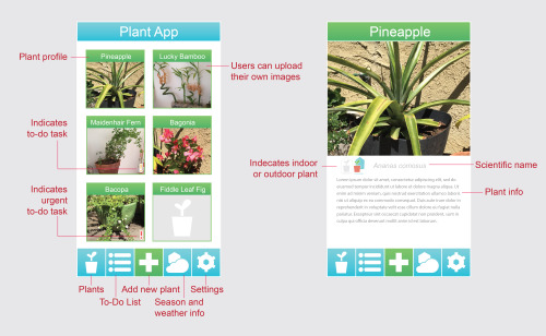  Layout for a plant care mobile application. Illustrator. 
