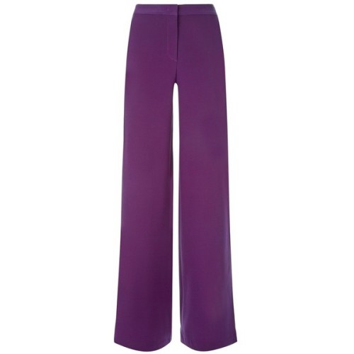 La Perla Desk To Dinner Violet Silk Cady Flared Trousers With Side Slit ❤ liked on Polyvore (see mor