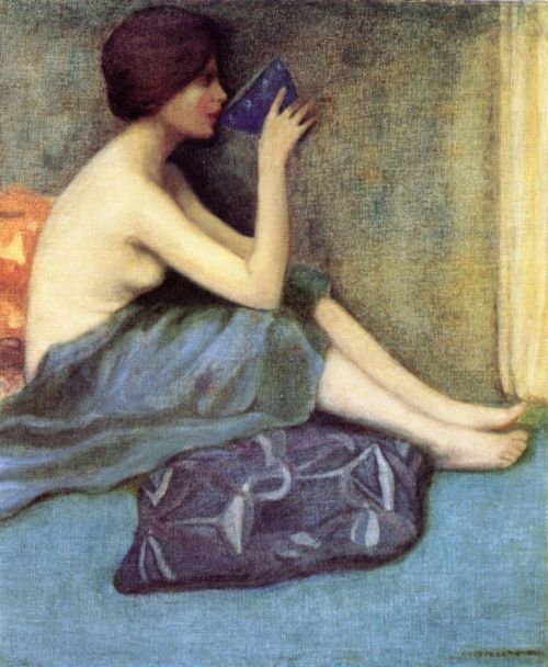fleurdulys:The Blue Bowl - Frederick Carl Frieseke