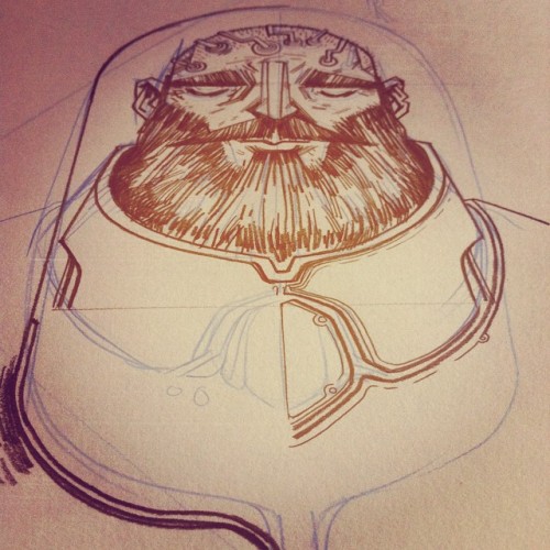 Playing catch up on a few things now I’m back in my studio. One Beard Marine in stasis ready for colour. #sketches #guymckinley #wip