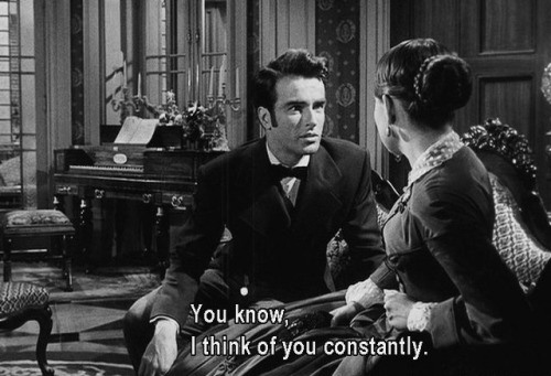 wehadfacesthen:Montgomery Clift and Olivia de Havilland in The Heiress  (William Wyler, 1949)photo s