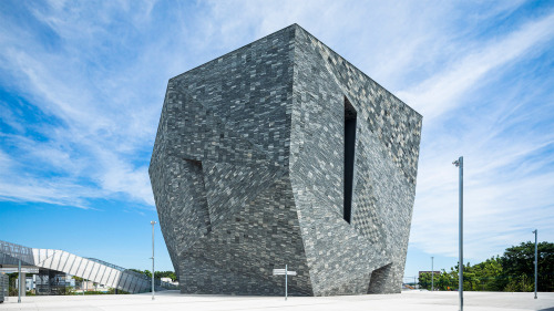 itscolossal:Japan’s New Kadokawa Culture Museum is Housed in an Angular, Granite Structure Designed 