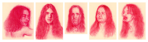 Steven ShearerLonghairs, 20045 drawings, crayon on paper, framed individuallyEach Frame 14 1/8 x 11 