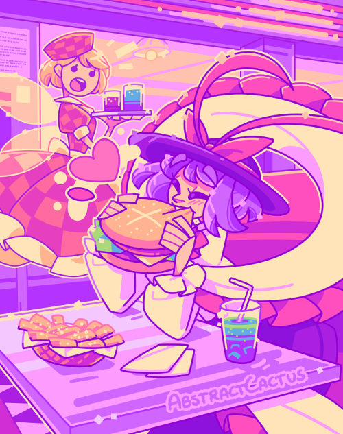 a commission for alice, who wanted a drawing of iku eating a giant burger