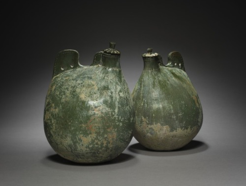 Pair of Leather Bag-Shaped Flasks with Covers, 916-1125, Cleveland Museum of Art: Chinese ArtFlasks 