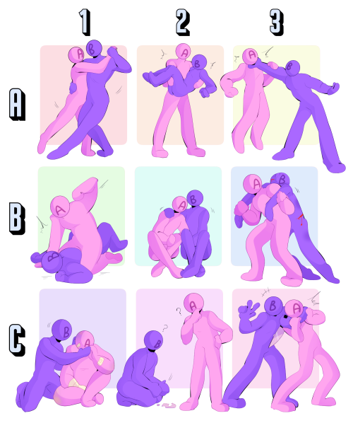 sidebloggable: Pose Meme: Send the artist that reblogs this a pose + two characters for A and B! Ima