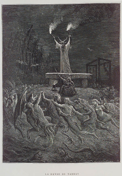 findchaos:  amoebapudding:  Illustrations by Émile Bayard for Paul Christian’s Histoire de la magie, 1870.  Demon parties are all fun and games until someone gets thrown over a cliff. 