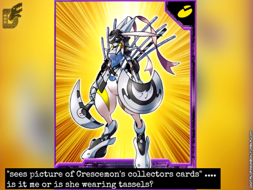  “sees picture of Crescemon’s collectors cards” …. is it me or is she weari