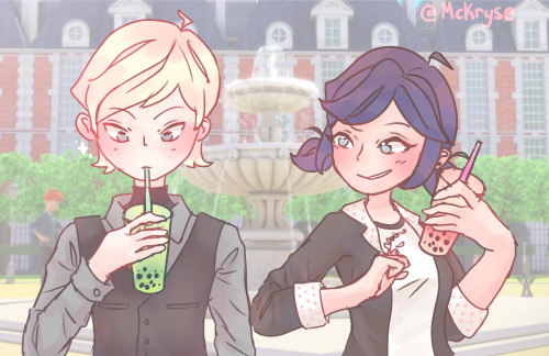 Felinette Month: Day 02 - MagicFelix tries boba for the first time!when marinette hears that fe