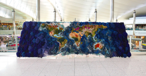 itscolossal:A 20-Foot-Wide Tapestry by Vanessa Barragão Recreates the World in Textural Yarn
