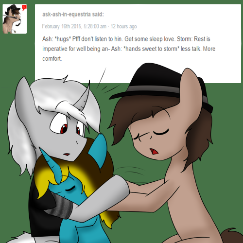 asksweetdisaster:Storm: I guess I’ll put her to bed?Sweet: Zzzzz…  x3 Aww~