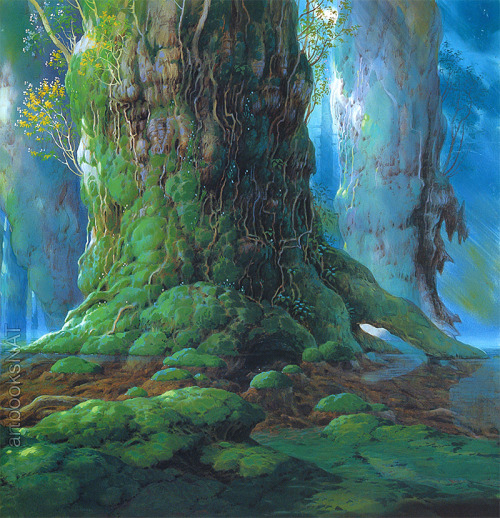 artbooksnat: Stunning background art from the Studio Ghibli film Princess Mononoke (もののけ姫) illustrat