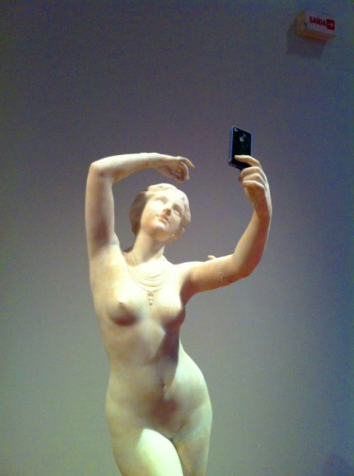 stem-cell:nortonism:  The thing about this is that sculptures like these in art history were for the male gaze. Photoshop a phone to it and suddenly she’s seen as vain and conceited. That’s why I’m 100% for selfie culture because apparently men