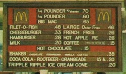 paintdeath:  McDonalds menu board from 1972