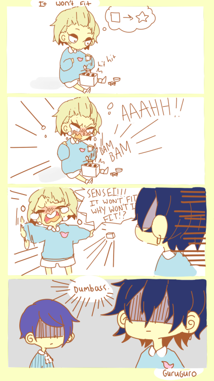 guruguro:me and my friend were talking about tg kindergarten au so I did some mini comics lmao - I p