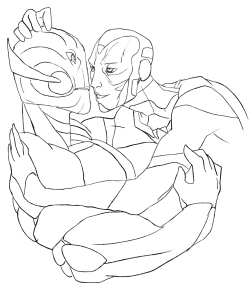 lewaka:  skellyart:  Vision pls, stop terrifying Ultron.  &lt;333