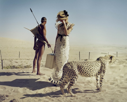 Model Agyness Deyn photographed by Tim Walker for British Vogue, in Namibia, Africa, in 2011. &helli