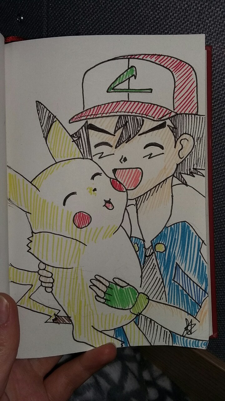 kiyomiasou:  Just in time for today’s inktober! Ash and pikachu 😉 first generation