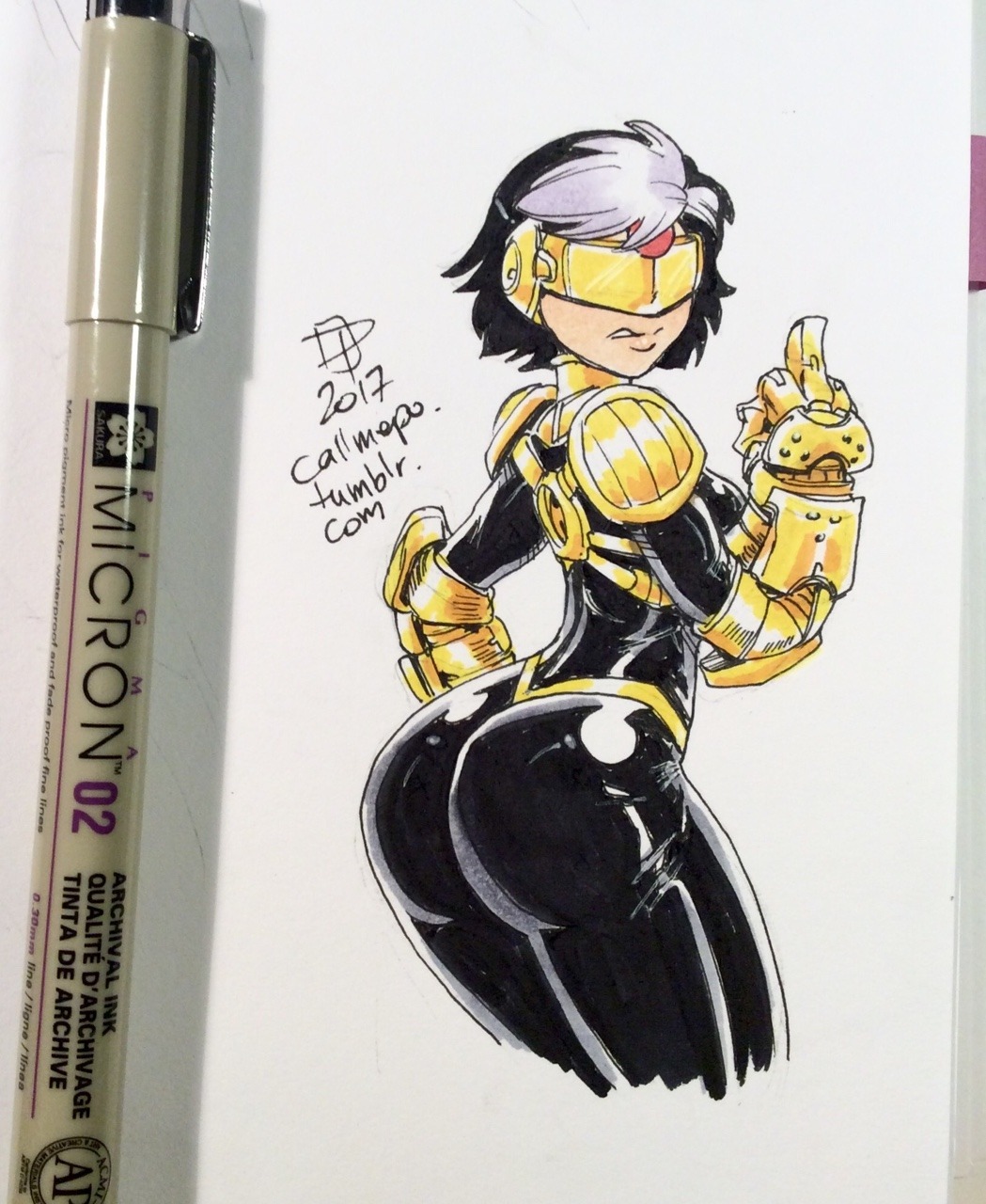 callmepo: I have now. Tiny doodle of Gogo Tomago in Leiko Tanaka’s battle suit